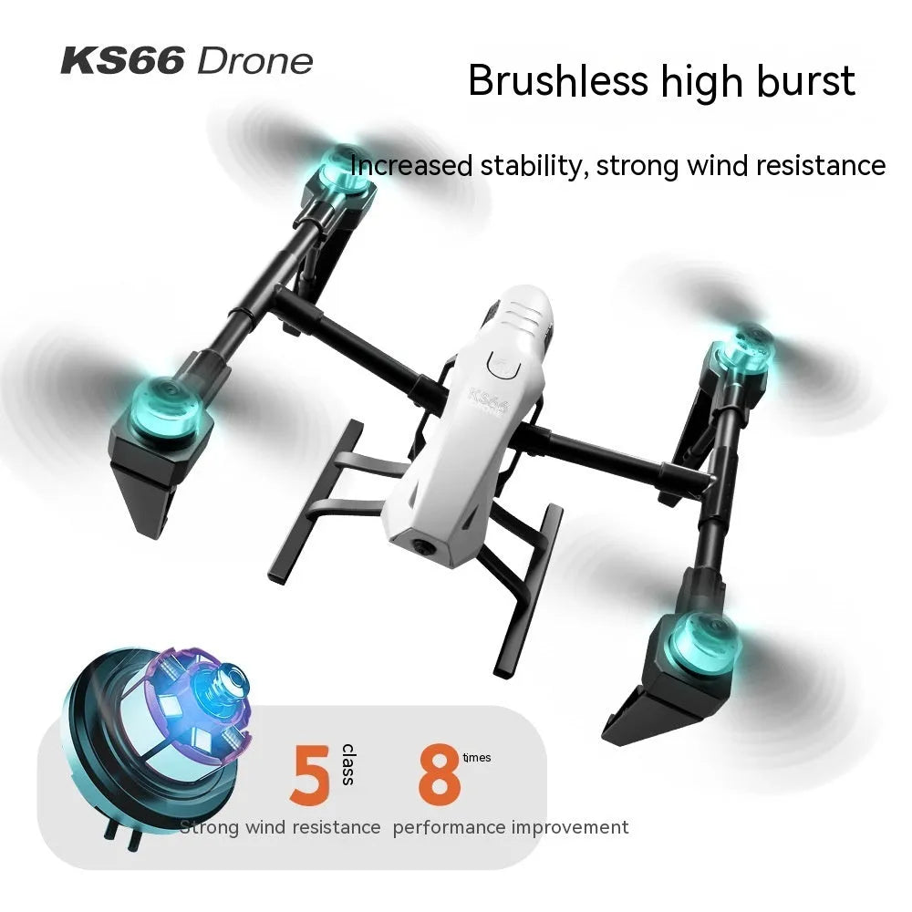 KS66 UAV drone with aluminium alloy brushless motor in white or black with camera