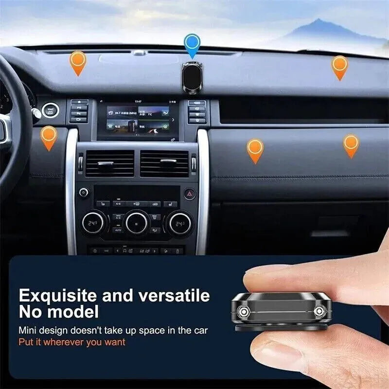 Stainless steel magnetic car phone holder with foldable bracket in chrome finish