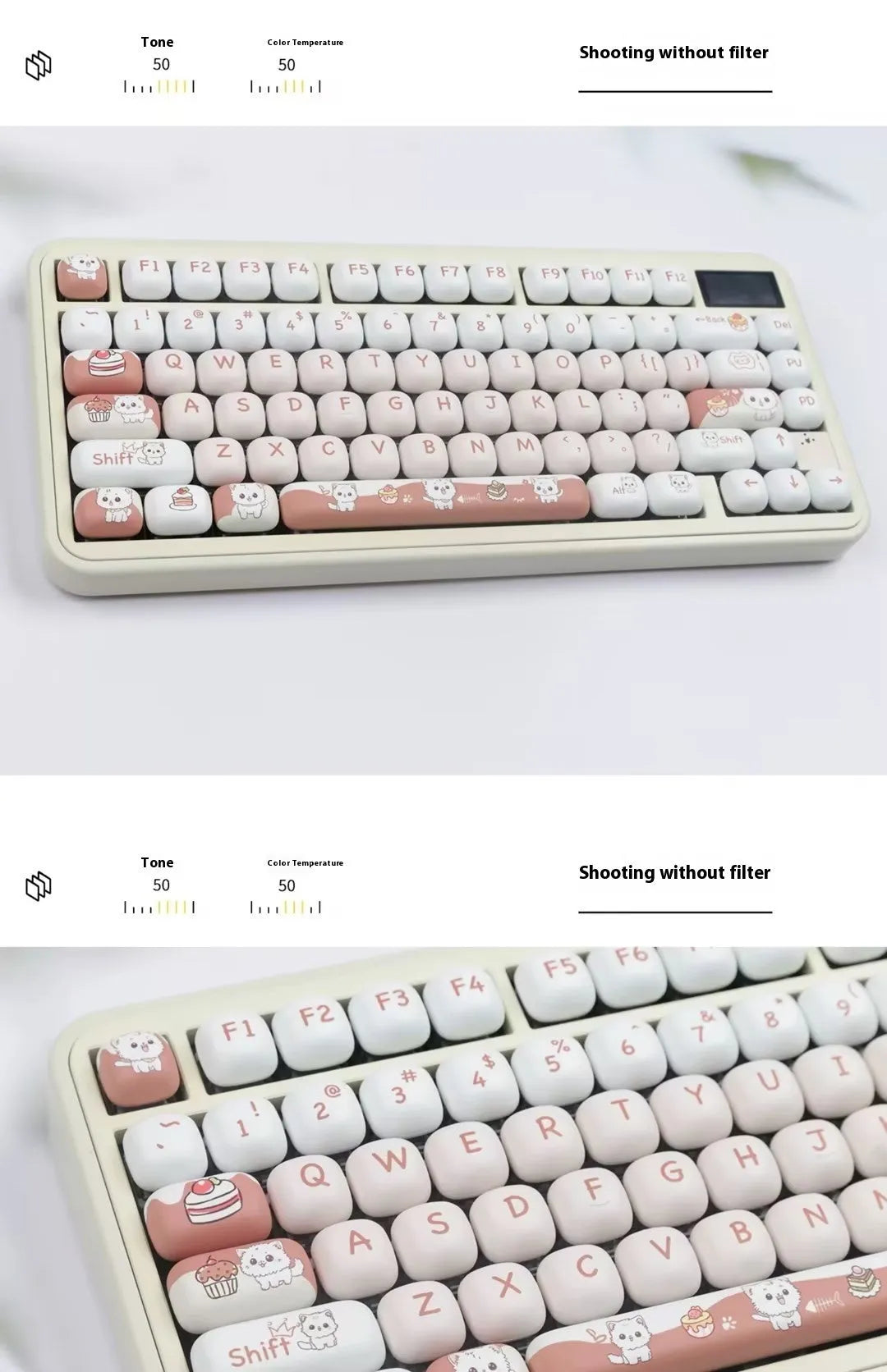Cartoon cute dessert cat sublimation key cap for mechanical keyboards with colourful design