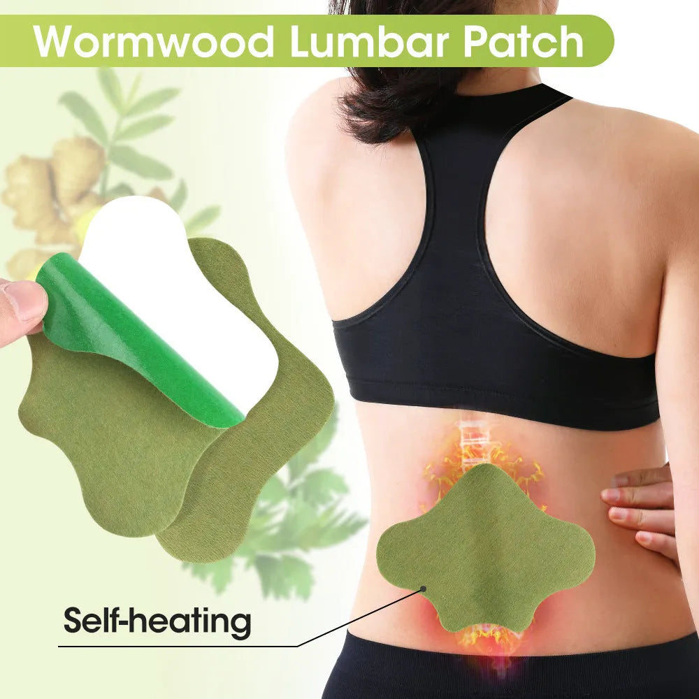 Bag containing 12 Chinese mugwort herbal patches for knee, back, neck and foot.