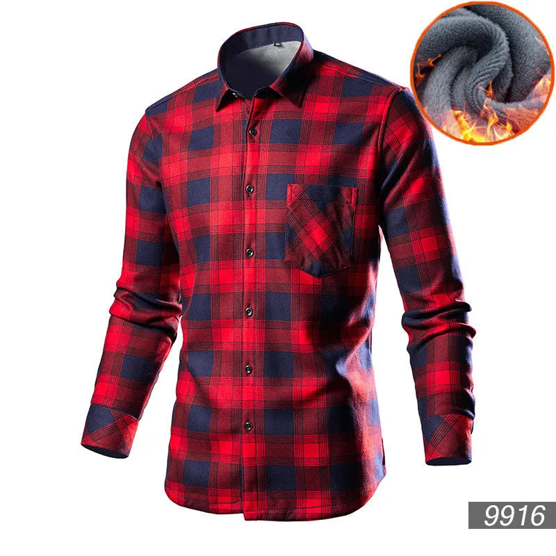 Men's loose fit cardigan shirt with fleece lining in a solid colour.