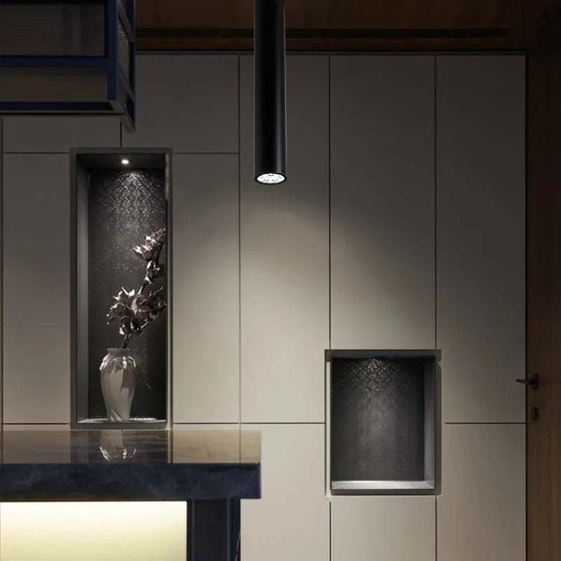 Black round LED surface mounted ceiling spotlight downlight with modern design