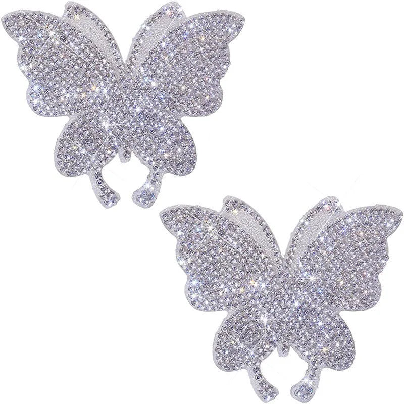 7x6cm diamond-encrusted car sticker showing bear paw or butterfly design on glass with strong adhesion backing