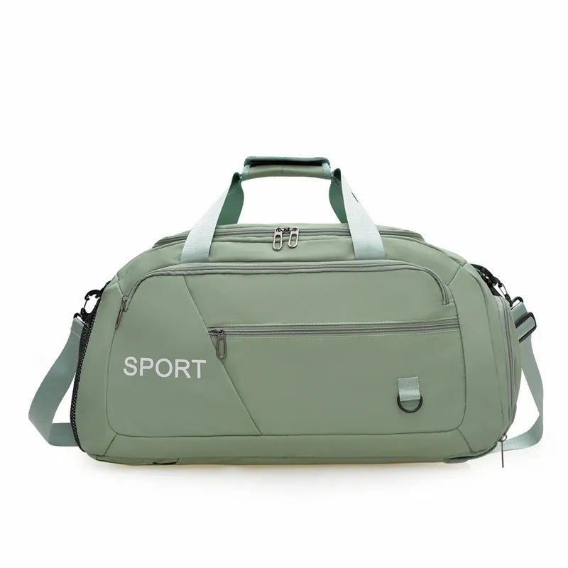 Large capacity nylon gym bag with dry wet separation, lightweight travel duffel for women
