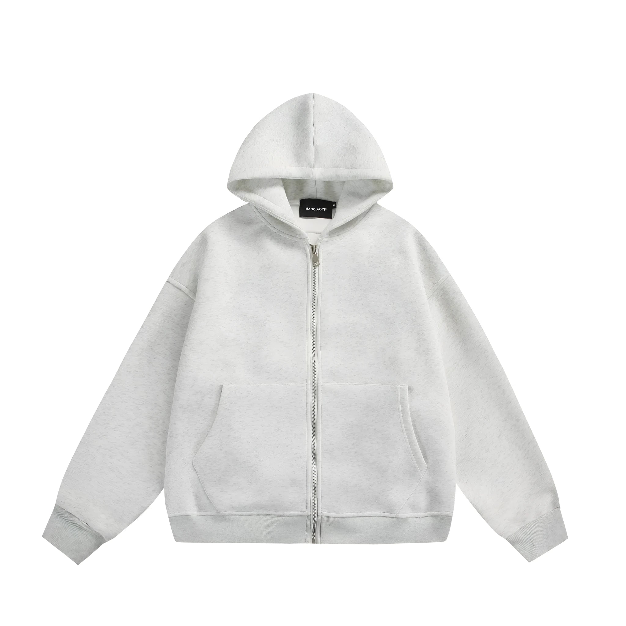 Solid colour cardigan coat with back bag design in cotton blend fabric