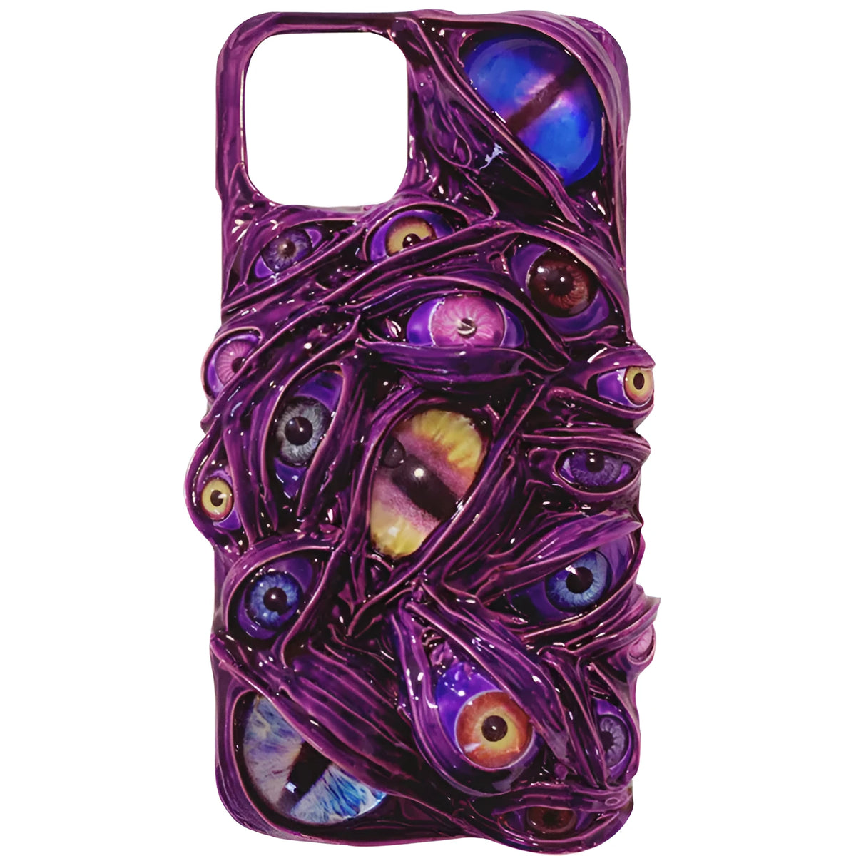 Horror silicone iPhone case with 3D eyes and Japanese Korean style, shown in the available colour