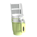 Grey foldable cat litter scooper and waste bin system with a handle and sheltered lid.