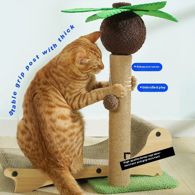 Wooden beach chair-style cat climbing frame with hemp scratch board and 60cm x 45cm platform