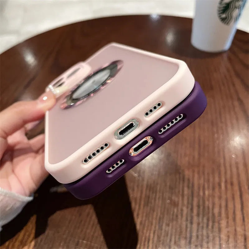 Frosted magnetic protective phone case for Apple iPhone 15 models in multiple colour options.