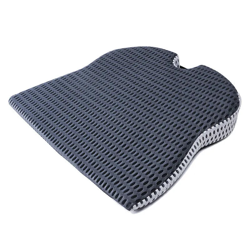 Memory foam car cushion with strap attachment in black, grey and milky white colours