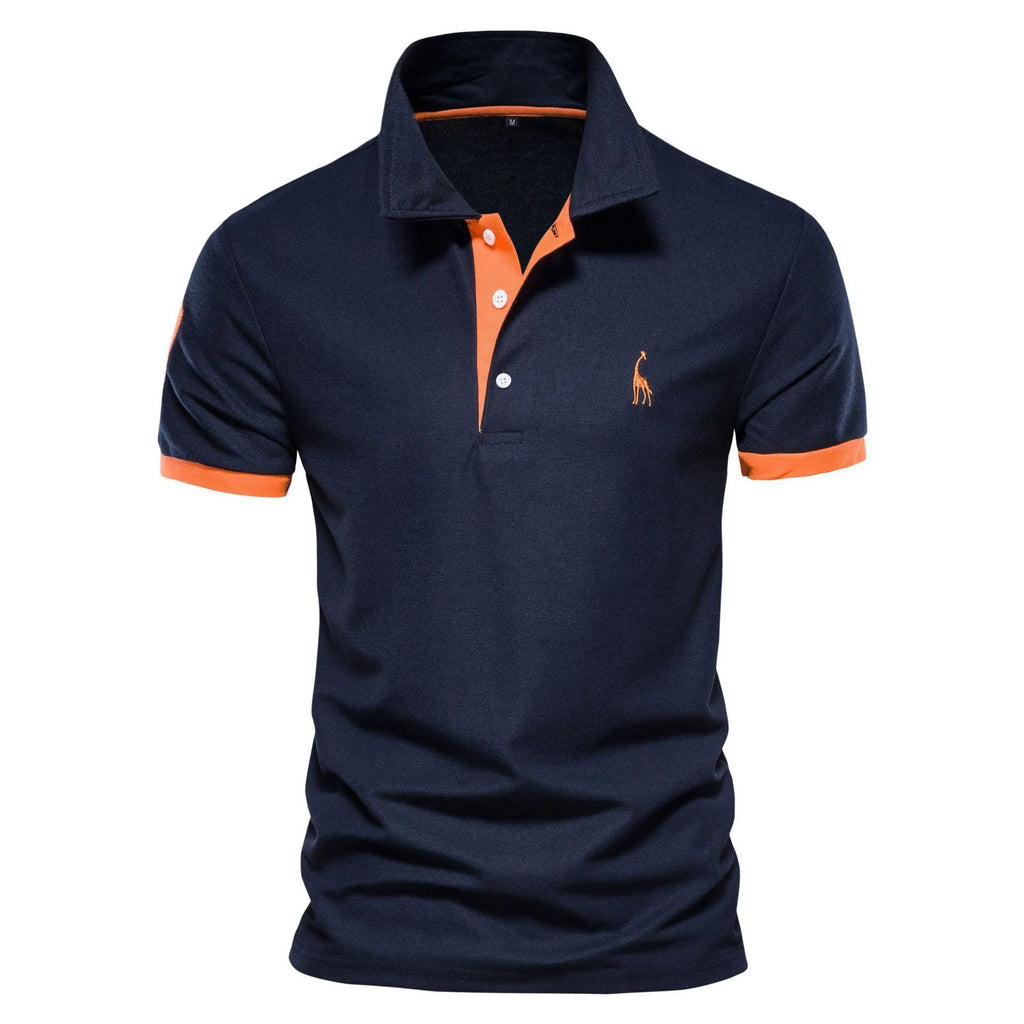 Men's slim-fit T-shirt with embroidered deer design on front in various colour options