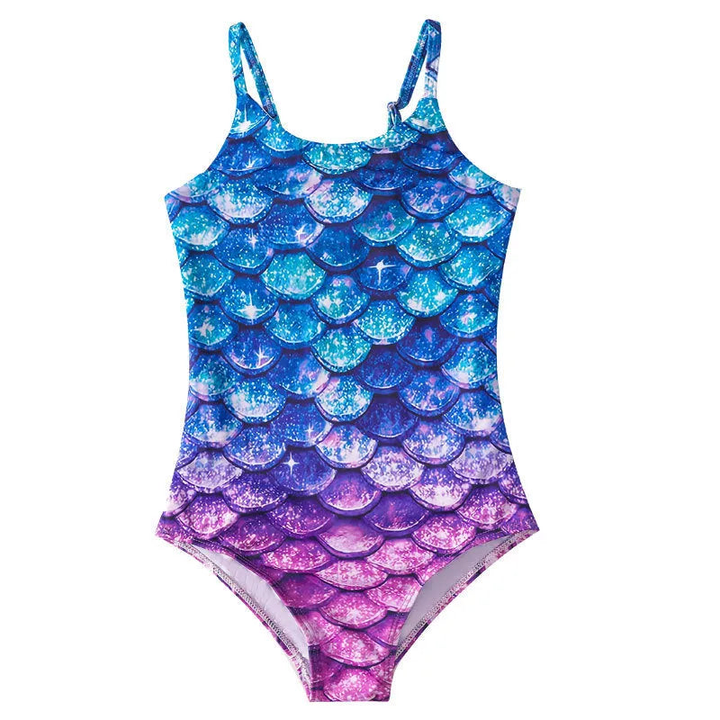 Children's mermaid one-piece swimsuit in briefs style available in multiple colours