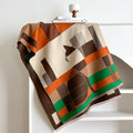 Imitation cashmere shawl scarf in beige colour showing 185x65cm dimensions and European American chic style