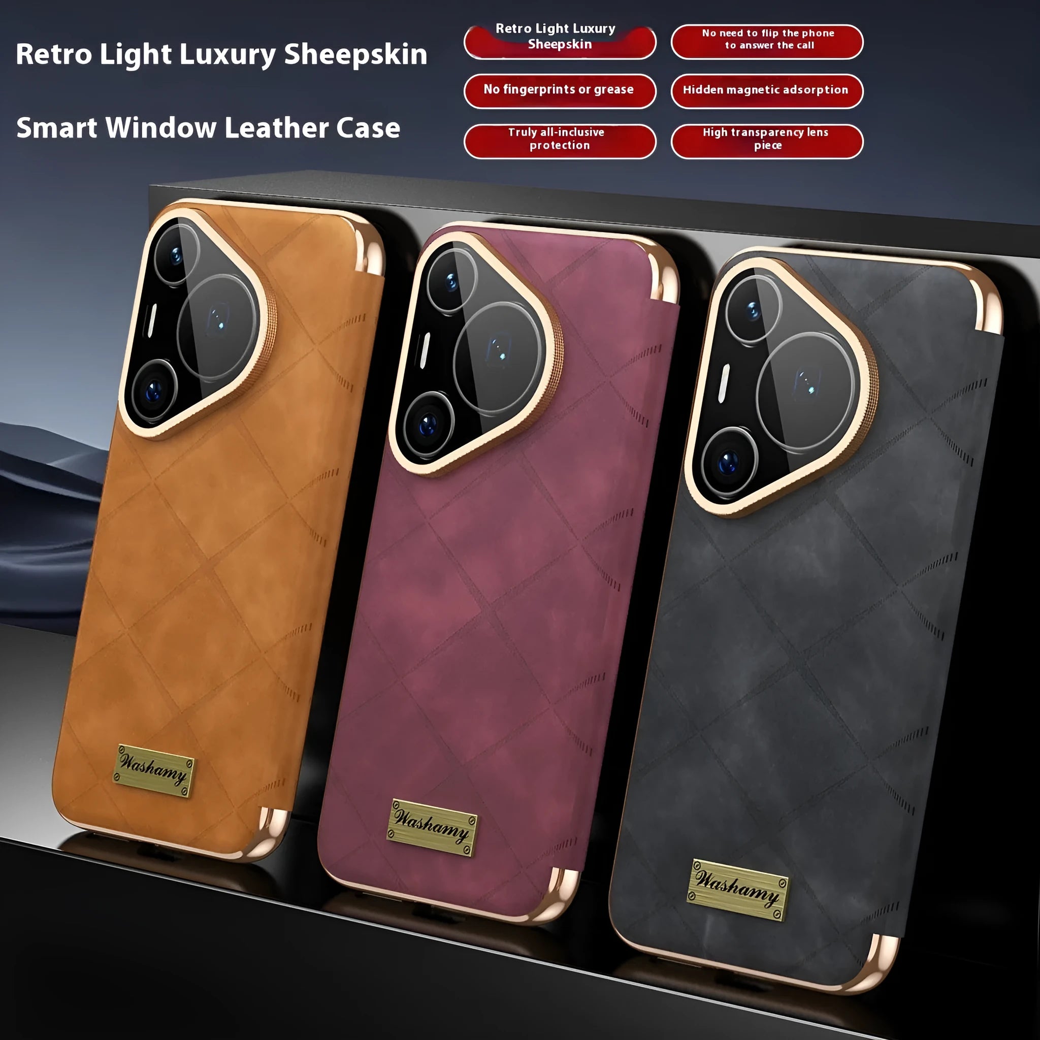 Electroplated diamond grid anti-fingerprint phone case for Huawei smartphones in three colour options