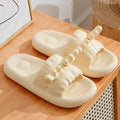Deer horn pattern flip flop slippers with hollow-out EVA upper and GOOD YEAR non-slip soles in light yellow colour
