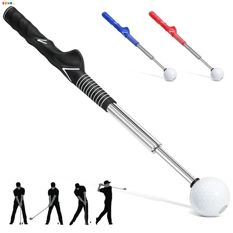 Telescopic golf swing training simulator in stainless steel with adjustable length