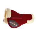 Riding shock absorption wool pad showing 2cm thickness and adjustable waist fastening for equestrian and cycling protection