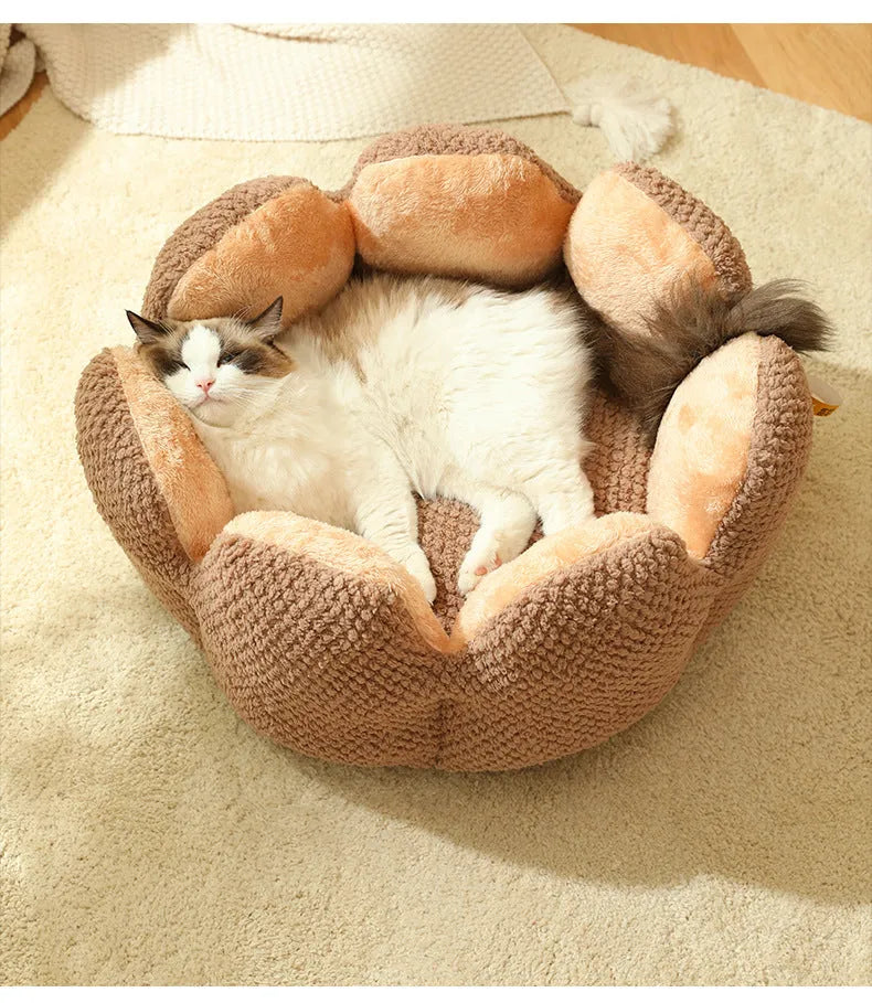 Cactus petal PP cotton pet nest in green, purple, grey or coffee, 40cm high, S/M/L sizes