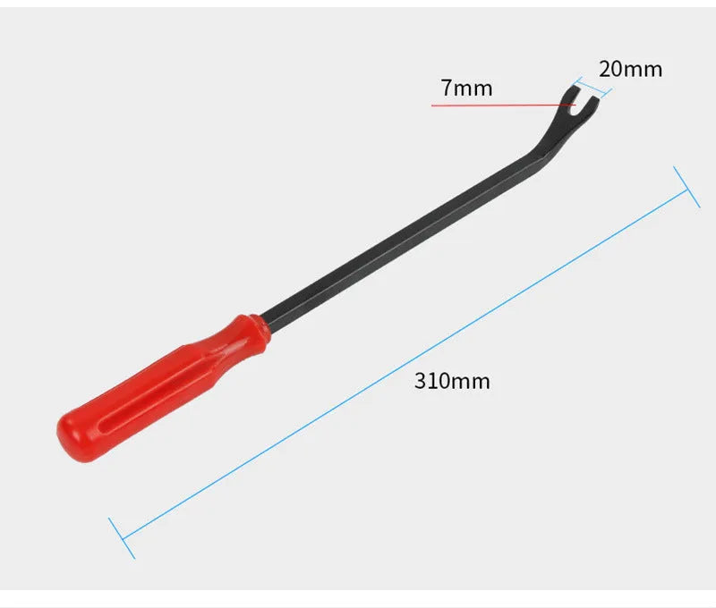 Red handle steel clip driver for General Motors door panel nailing, weighing 203g