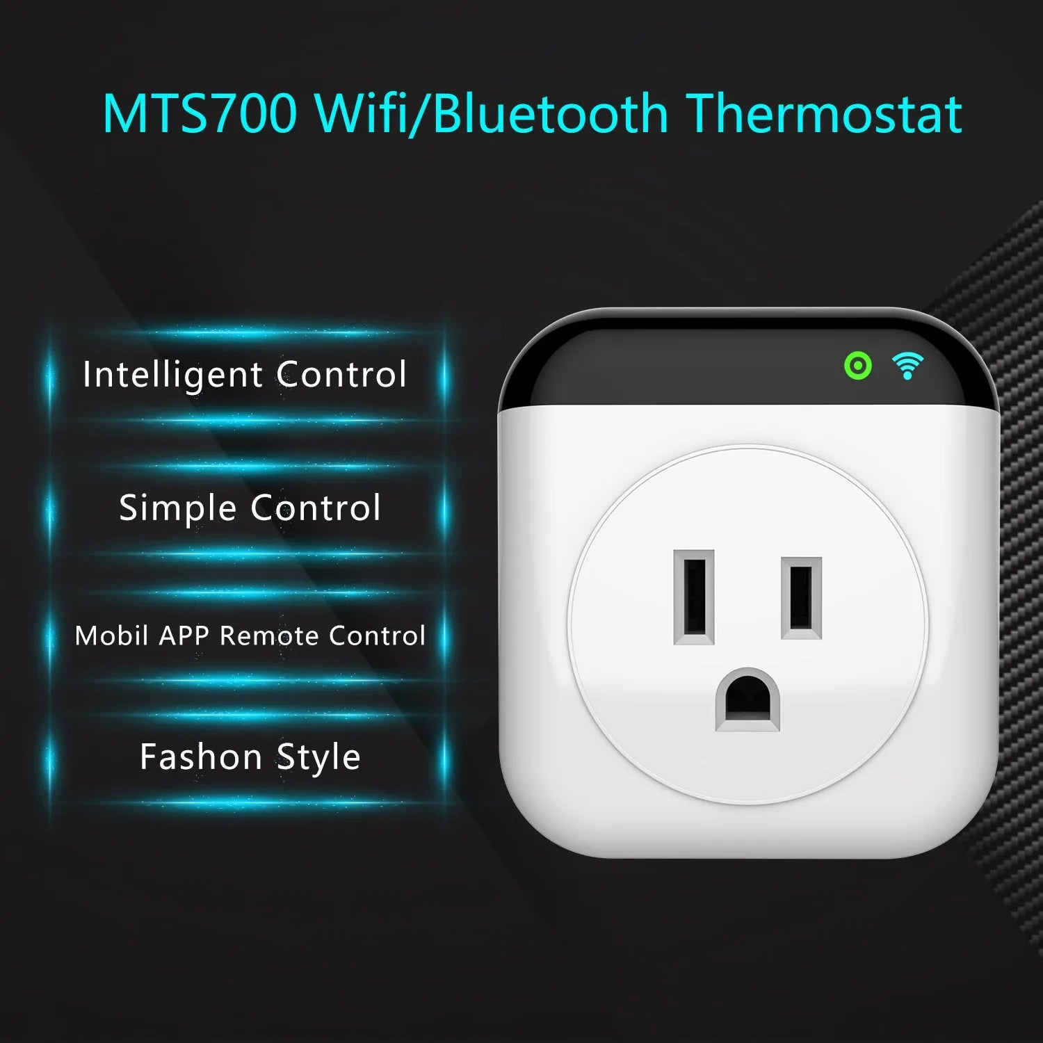White Tuya WiFi smart temperature control socket with US plug and temperature sensor probe