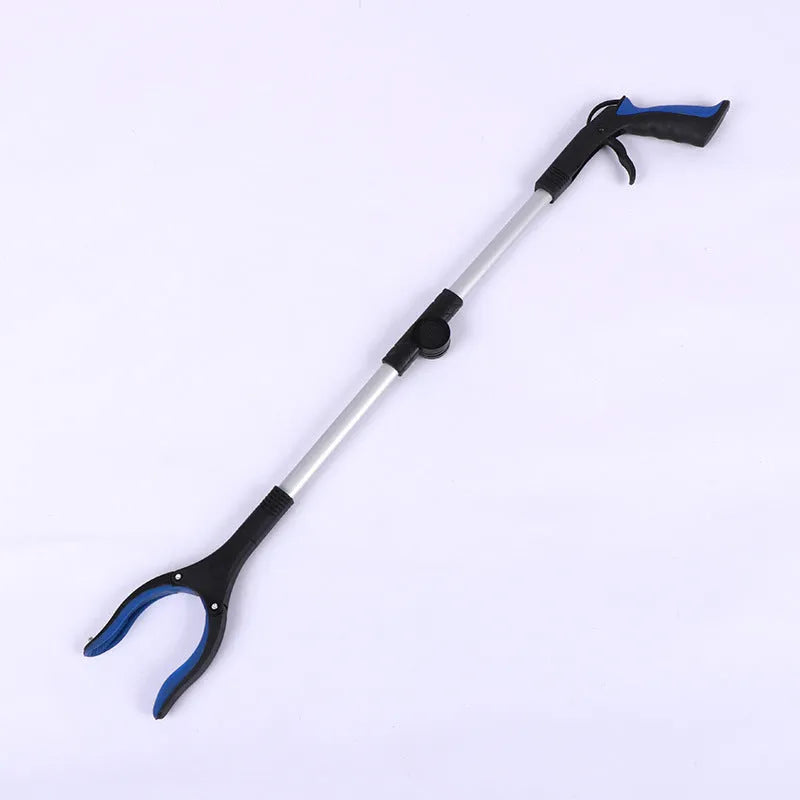 Foldable aluminium alloy pick-up clamp extended to 80cm with magnet sucker, showing blue handle option