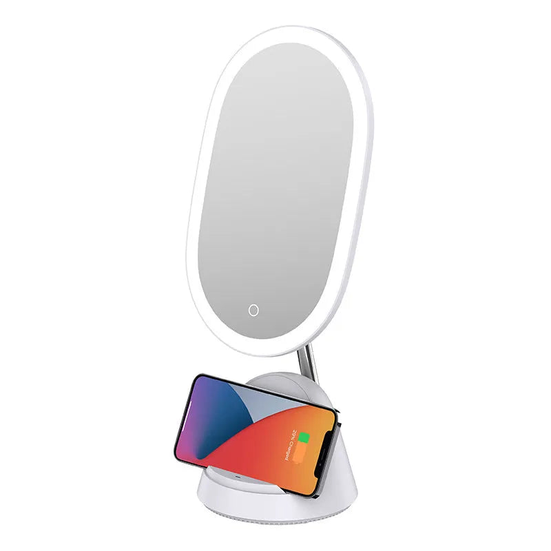 White LED makeup mirror table lamp on desk with UK plug