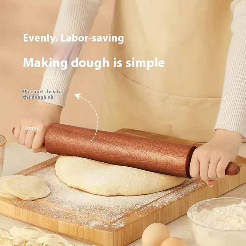 Wooden rolling pin in bronze colour, shown in small size and large size options