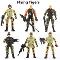 10cm plastic military soldier model with movable joints, shown in anti-terrorism special forces, Flying Tiger, zombie, and Employment Corps options.