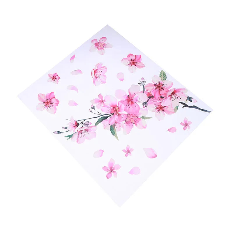 A cherry blossom flower pattern vinyl car sticker on a transparent background.