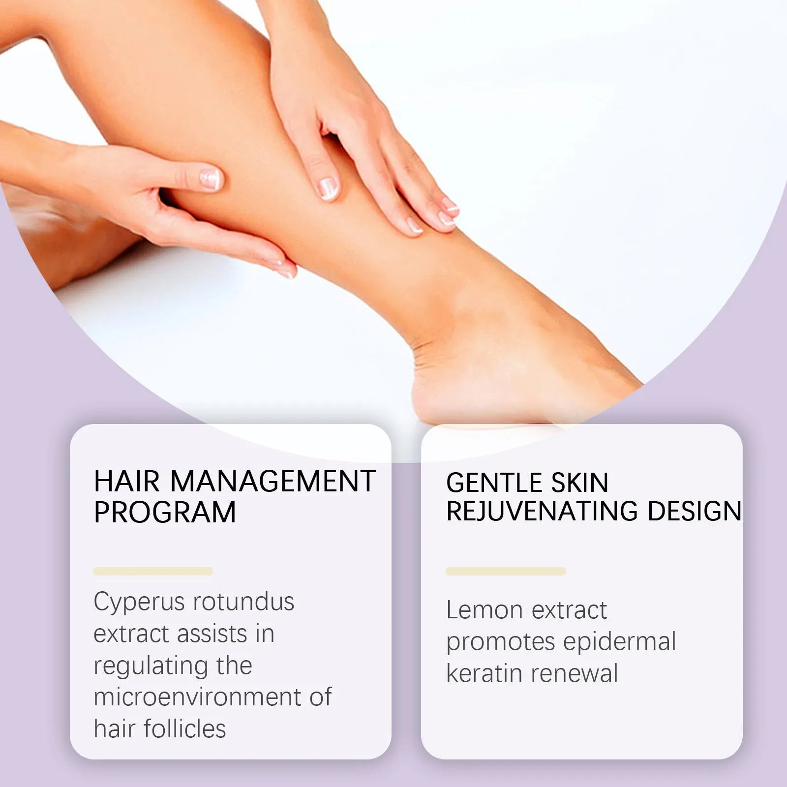 60ml bottle of fragrant hair removal treatment oil with botanical extracts for post-hair removal skin softening