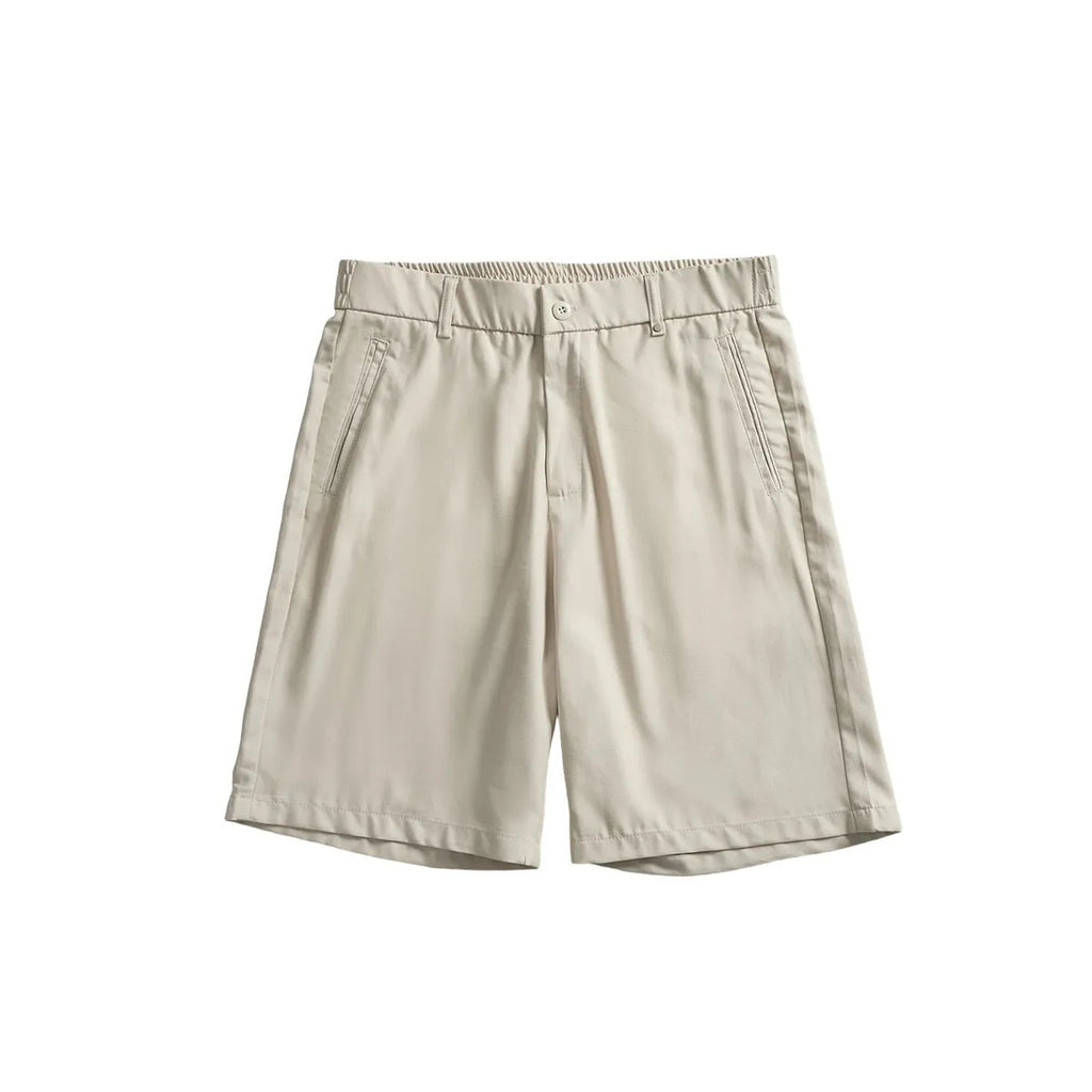 Men's loose fit casual shorts in cotton lyocell blend fabric apricot dark gray black colour options