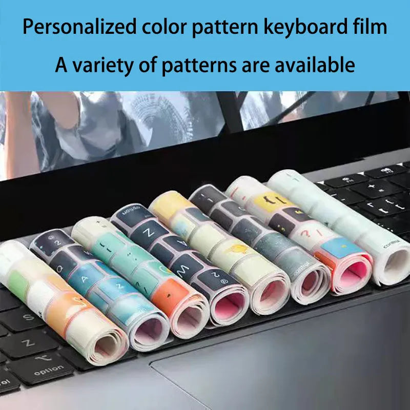 Colourful TPU keyboard protective film for a 13.3-inch Apple MacBook laptop, showing Mr Cat design option.