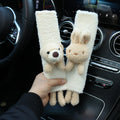 Cartoon rabbit and bear designs on lamb wool seatbelt shoulder protector for car comfort