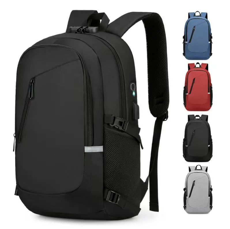 Men's computer backpack in solid colour with 20-35L capacity and wear-resistant Oxford cloth, size 50x19x31cm