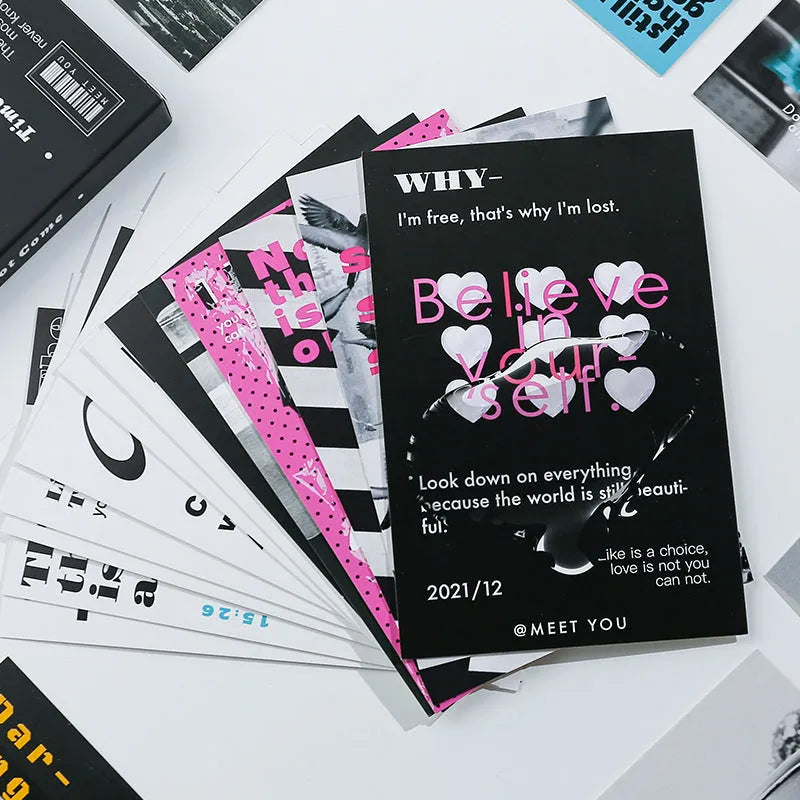 Postcard Creative Simple Gift Message Blessing Card showing two design models in fresh printed style