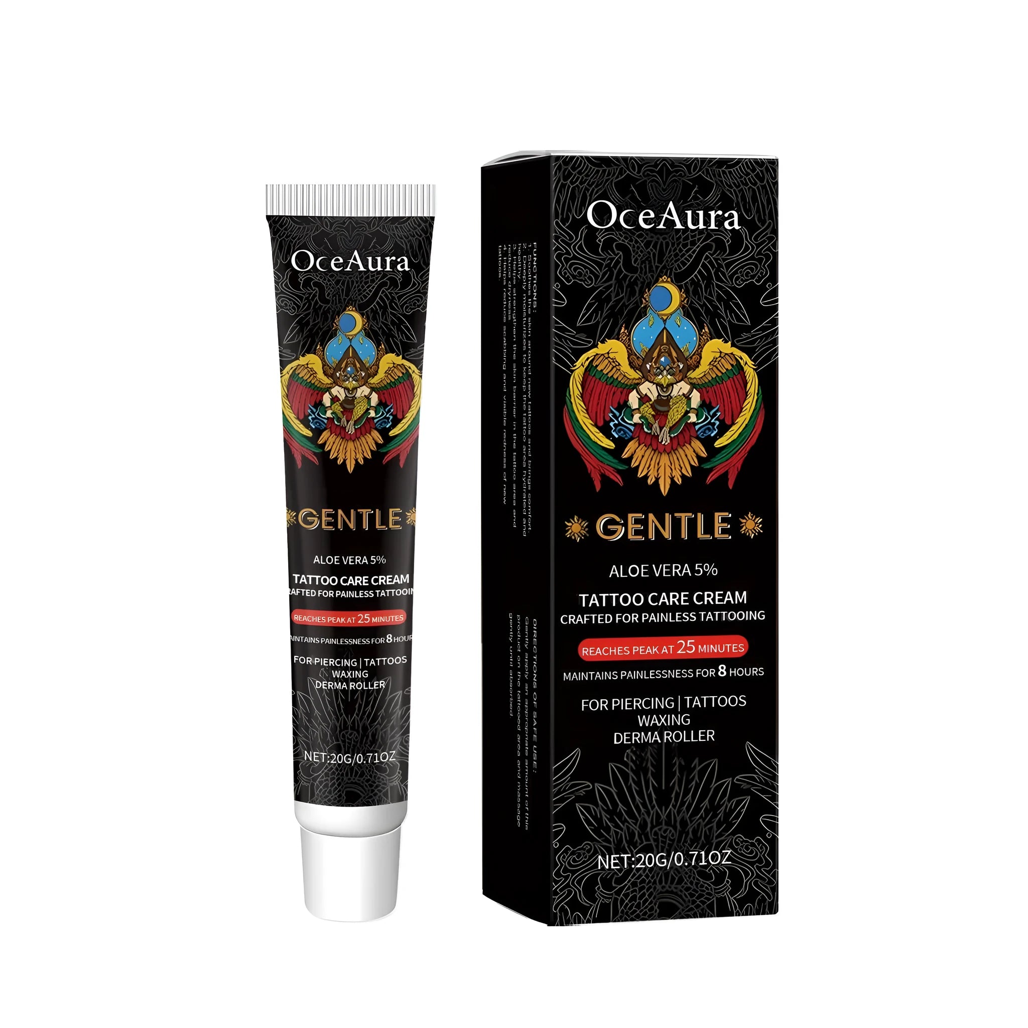 20g tube of tattoo care cream with aloe vera for aftercare moisturisation