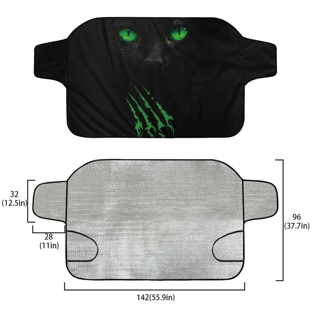 Universal car snow protection cover with aluminium fabric and lanyard installation system
