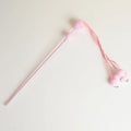 Blue funny cat stick toy with colourful fabric tassels on a plastic wand for interactive play with cats.