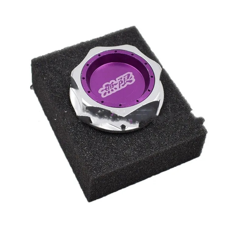 Aluminium alloy oil filler cap for Honda cars in red, blue, silver, black, purple, and gold colour options.