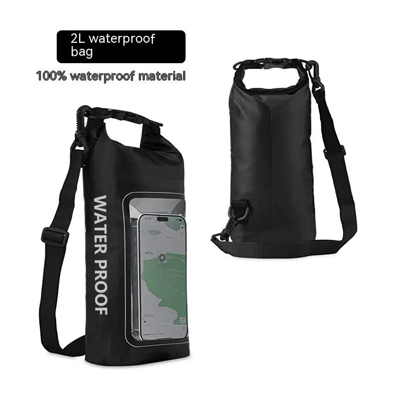 2 litre waterproof crossbody bag in PVC mesh for mobile phones at the beach or pool.