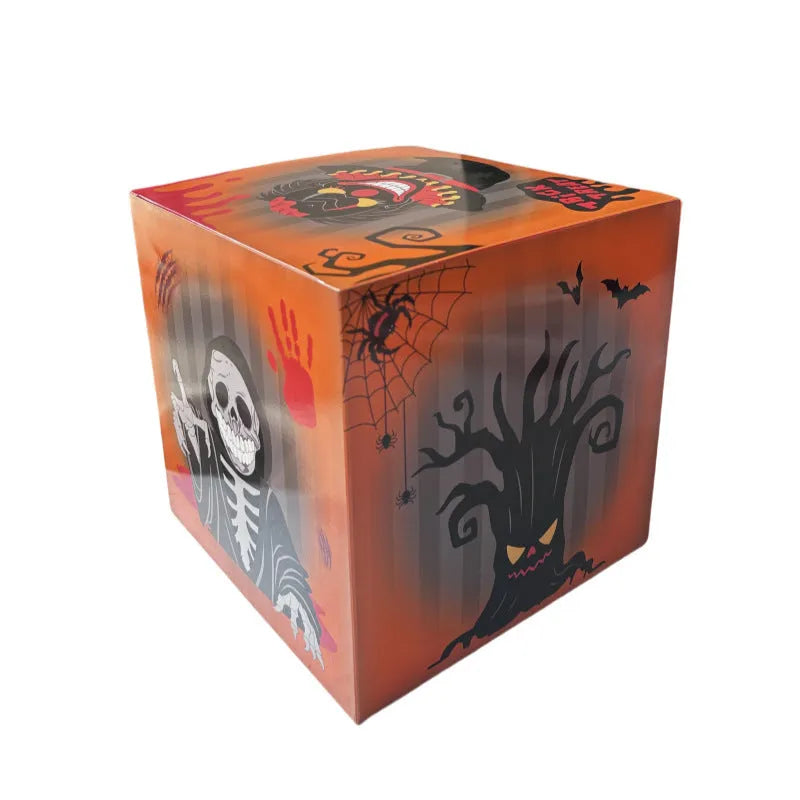Four orange aluminium foil ghost balloons with blood wine bottle designs for Halloween decoration
