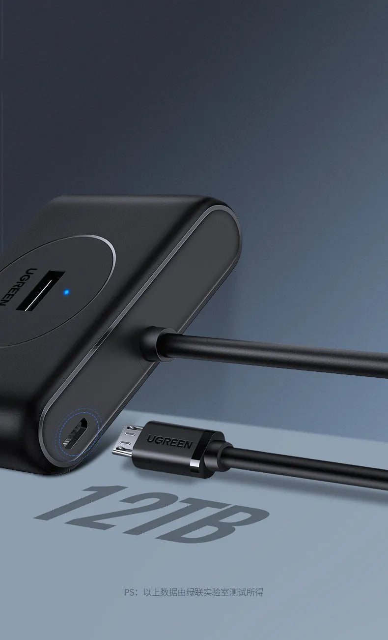 Black USB 3.0 extender adapter hub with multiple ports and a choice of cable lengths for desktop computers.