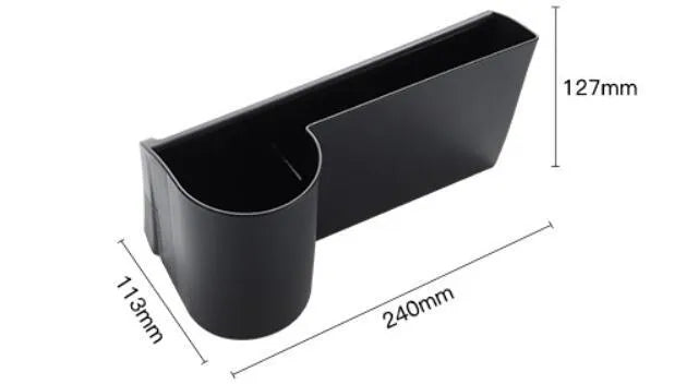 A plastic water cup holder designed for the dashboard of a left-hand drive Tesla Model 3 or Model Y.