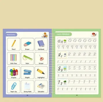 Children's English calligraphy practice pen set with groove guide and ten refill nibs
