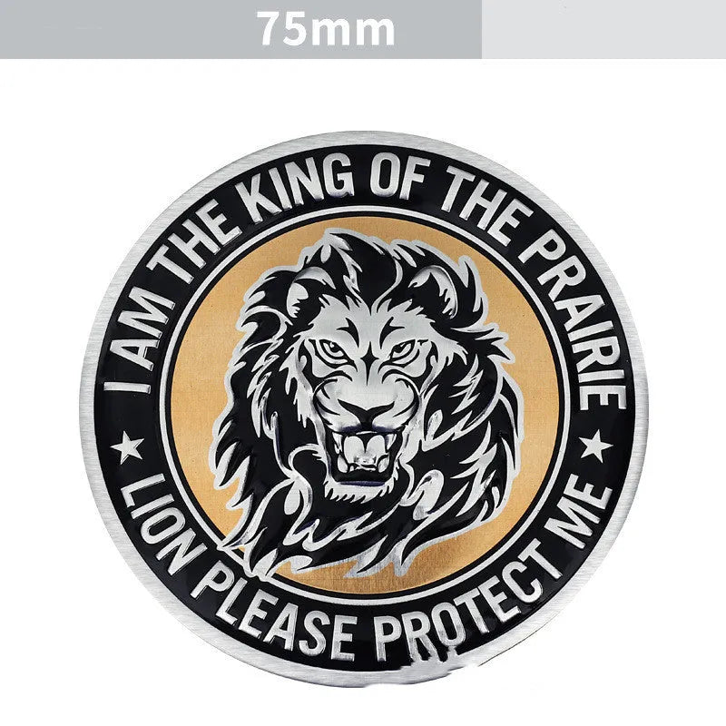 Aluminium metal car sticker with choice of lion, eagle, tiger or wolf head design.