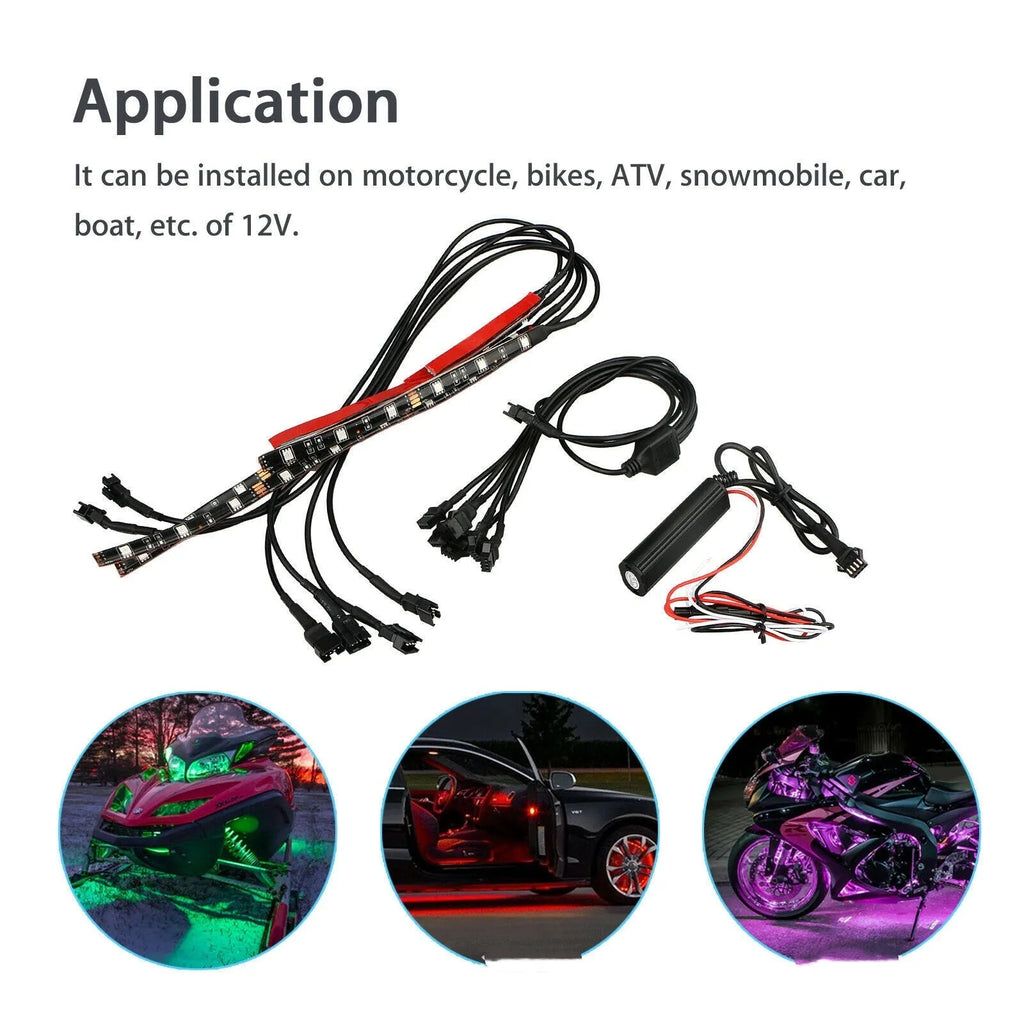 Motorcycle modified RGB light bar LED car atmosphere light with wireless remote and silicone construction