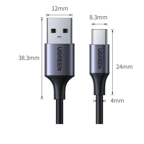 Black Lvlian USB data cable with straight connectors, 1 metre long, for phone charging and data transfer.