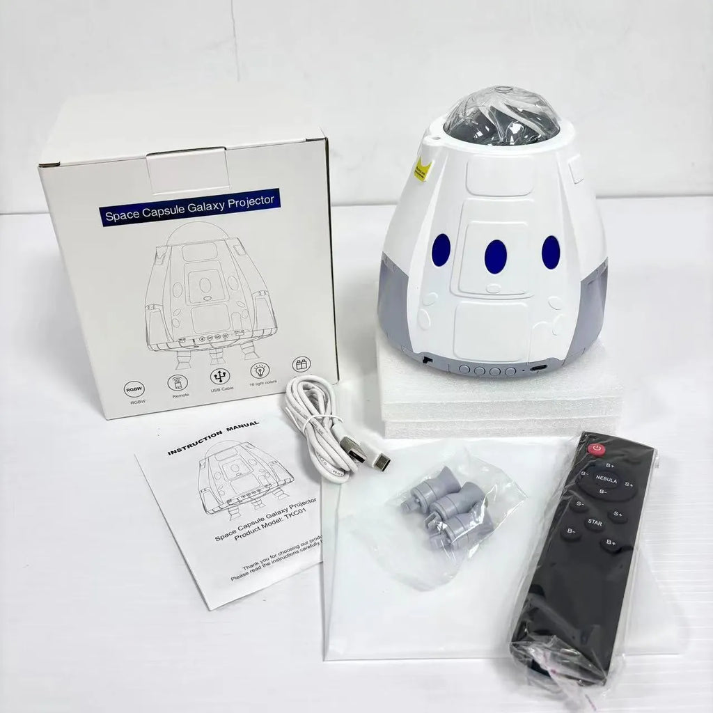 Space capsule USB projection lamp in Space White colour with remote control creating Galaxy starry atmosphere lighting