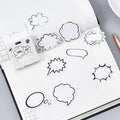 Box of Momo black and white bubble pattern decorative stickers for journals and DIY crafts.