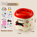 Red and brown cartoon-style desktop organiser with grid design for stationery and cosmetics storage
